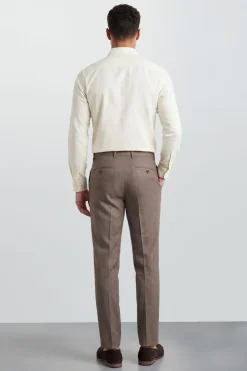 Chemise À Manches Longues En Mélange De Lin Blanc Cassé