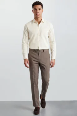 Chemise À Manches Longues En Mélange De Lin Blanc Cassé