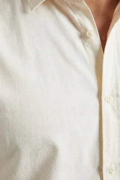 Chemise À Manches Longues En Mélange De Lin Blanc Cassé