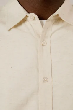 Chemise À Manches Longues En Mélange De Lin Blanc Cassé
