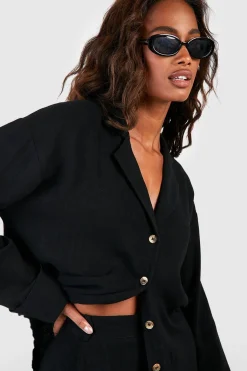 Chemise à manches longues en mélange de lin à coupe décontractée