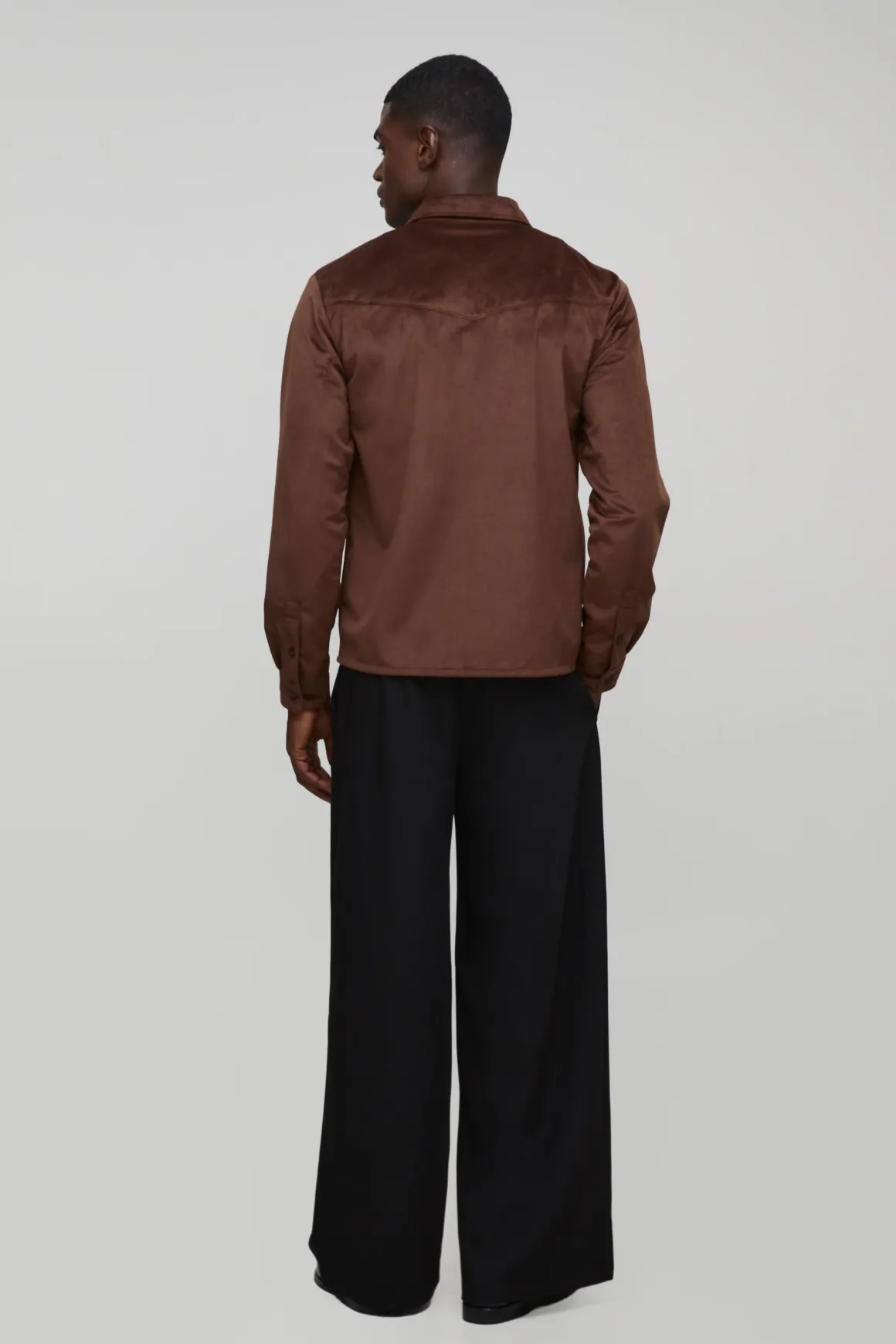 Chemise à manches longues en velours Western, coupe régulière