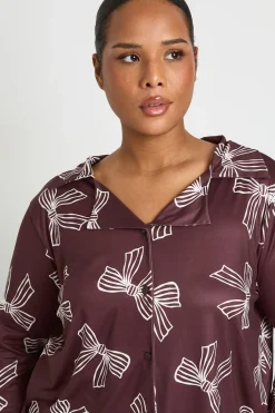boohoo Chemise à manches longues à imprimé nœud Plus & ensemble pyjama pantalon<Femme Pyjamas