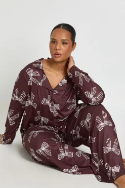 boohoo Chemise à manches longues à imprimé nœud Plus & ensemble pyjama pantalon<Femme Pyjamas