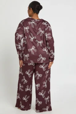 boohoo Chemise à manches longues à imprimé nœud Plus & ensemble pyjama pantalon<Femme Pyjamas