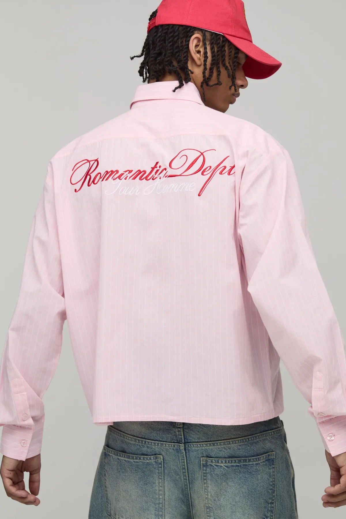boohooMAN Chemise Manches Longues Oversize en Popeline de Coton à Rayures Fines Graphiques<Homme Chemises