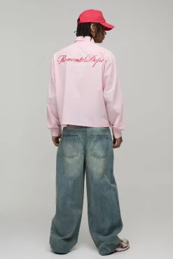 boohooMAN Chemise Manches Longues Oversize en Popeline de Coton à Rayures Fines Graphiques<Homme Chemises