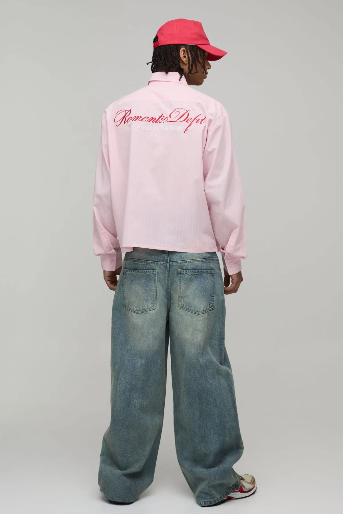 boohooMAN Chemise Manches Longues Oversize en Popeline de Coton à Rayures Fines Graphiques<Homme Chemises