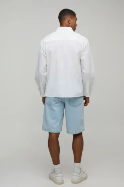 boohooMAN Chemise Manches Longues Oversize À Patte De Boutonnage Et Ourlet Incurvés<Homme Chemises