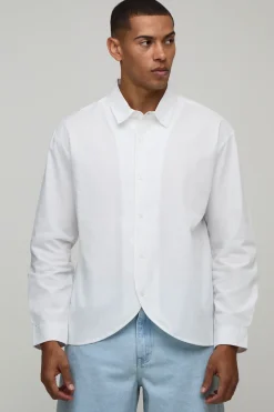 boohooMAN Chemise Manches Longues Oversize À Patte De Boutonnage Et Ourlet Incurvés<Homme Chemises