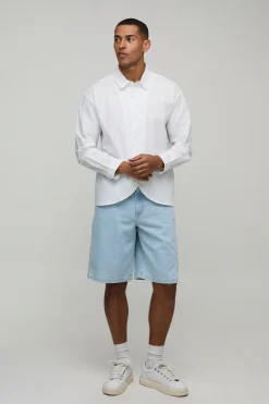 boohooMAN Chemise Manches Longues Oversize À Patte De Boutonnage Et Ourlet Incurvés<Homme Chemises