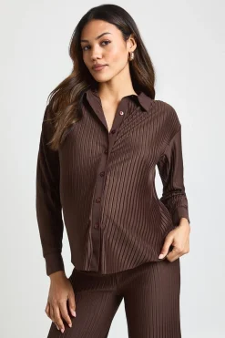 Chemise À Manches Longues Plissée Et Pantalon Large De Maternité