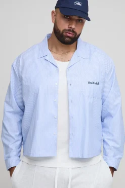 Chemise à manches longues rayée, surdimensionnée et carrée du club de fitness Plus