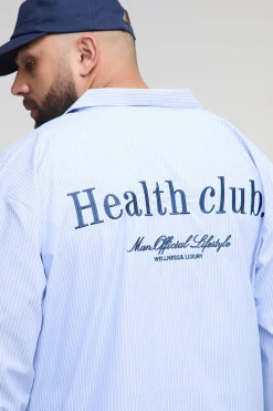 Chemise à manches longues rayée, surdimensionnée et carrée du club de fitness Plus