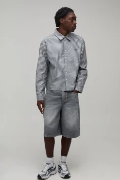 Chemise À Manches Longues Rayée Imprimé Hamptons Coupe Ample Oversize