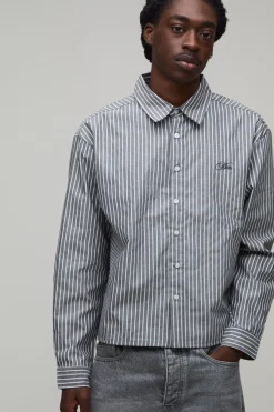 Chemise À Manches Longues Rayée Imprimé Hamptons Coupe Ample Oversize