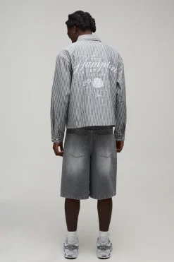 Chemise À Manches Longues Rayée Imprimé Hamptons Coupe Ample Oversize
