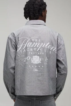Chemise À Manches Longues Rayée Imprimé Hamptons Coupe Ample Oversize