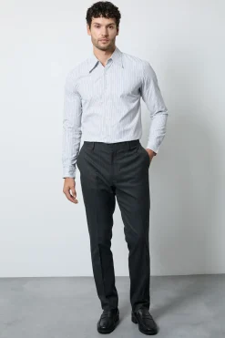 Chemise À Manches Longues À Rayures Bleues