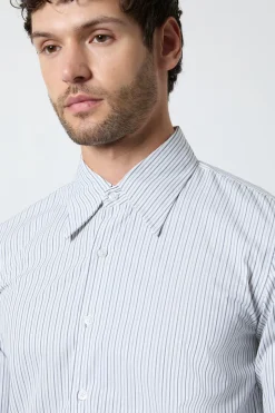 Chemise À Manches Longues À Rayures Bleues