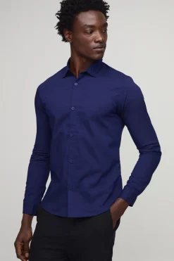 boohooMAN Chemise à manches longues stretch ajustée<Homme Chemises