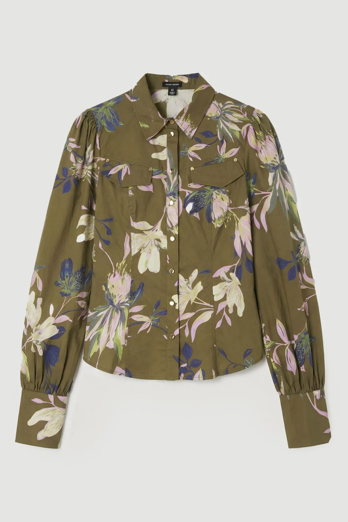 KarenMillen Chemise à Manches Volumineuses en Satin de Coton Tissé à Imprimé Floral<Femme Tops