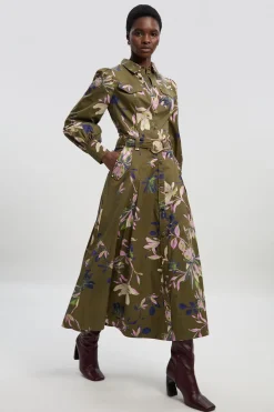 KarenMillen Chemise à Manches Volumineuses en Satin de Coton Tissé à Imprimé Floral<Femme Tops