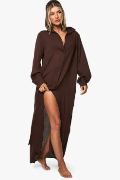 Chemise maxi de plage en étamine