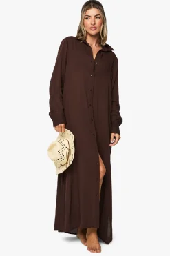 Chemise maxi de plage en étamine