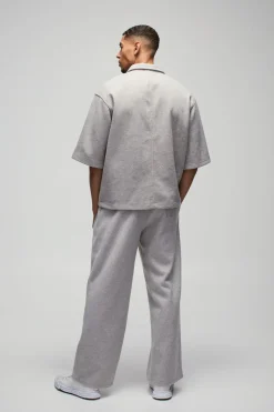 Chemise Melton lourde surdimensionnée, de coupe carrée à patte de boutonnage dissimulée