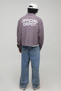 boohooMAN Chemise à micro-carreaux imprimée Official Depot, longue, surdimensionnée et à coupe carrée<Homme Chemises Grande Taille|Chemises