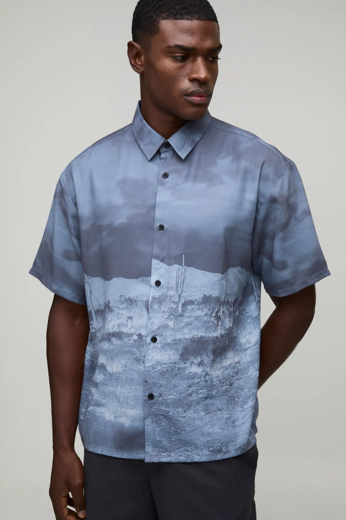 Chemise mi-manches oversize à imprimé western