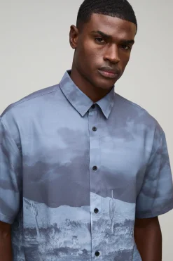 Chemise mi-manches oversize à imprimé western