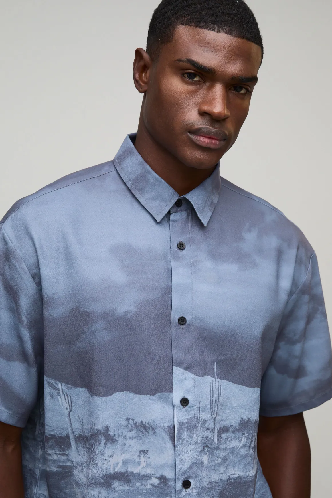 Chemise mi-manches oversize à imprimé western