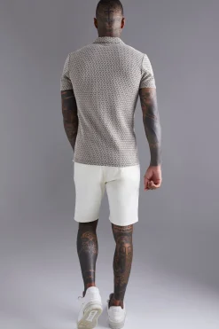 boohooMAN Chemise Mini Géo Ajustée à Manches Courtes<Homme Chemises