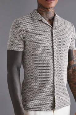 boohooMAN Chemise mini géométrique stretch à manches courtes<Homme Chemises