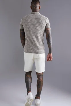 boohooMAN Chemise mini géométrique stretch à manches courtes<Homme Chemises