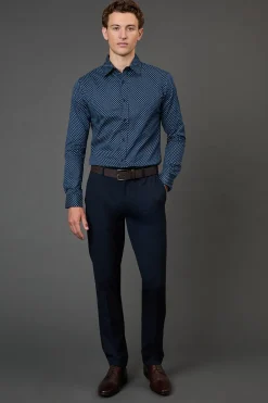 Chemise Noire Imprimée Coupe Ajustée Manches Longues