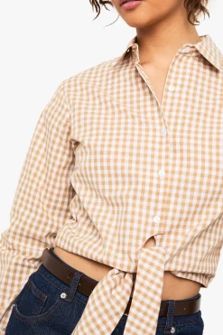 Chemise à nouer à l'avant en gingham