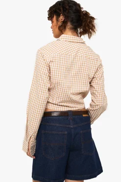 Chemise à nouer à l'avant en gingham