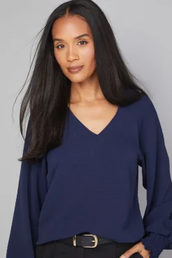 Chemise Overhead Tissée à Poignets Froncés