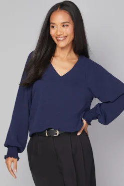 Chemise Overhead Tissée à Poignets Froncés
