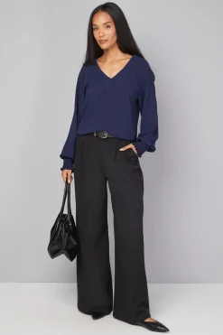 Chemise Overhead Tissée à Poignets Froncés