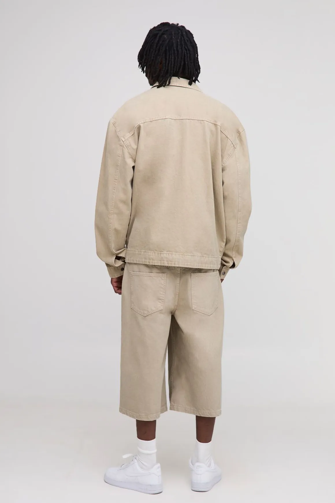 Chemise overshirt en denim lavé à fermeture éclair, version longue