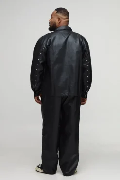 Chemise overshirt à manches longues au look cuir clouté