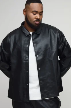 Chemise overshirt à manches longues au look cuir clouté