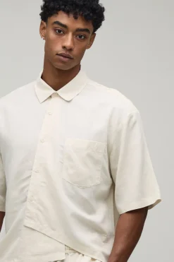 Chemise Oversize Ample Asymétrique En Lin À Manches Courtes