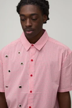 Chemise Oversize Ample À Carreaux Micro Avec Détails Œillets