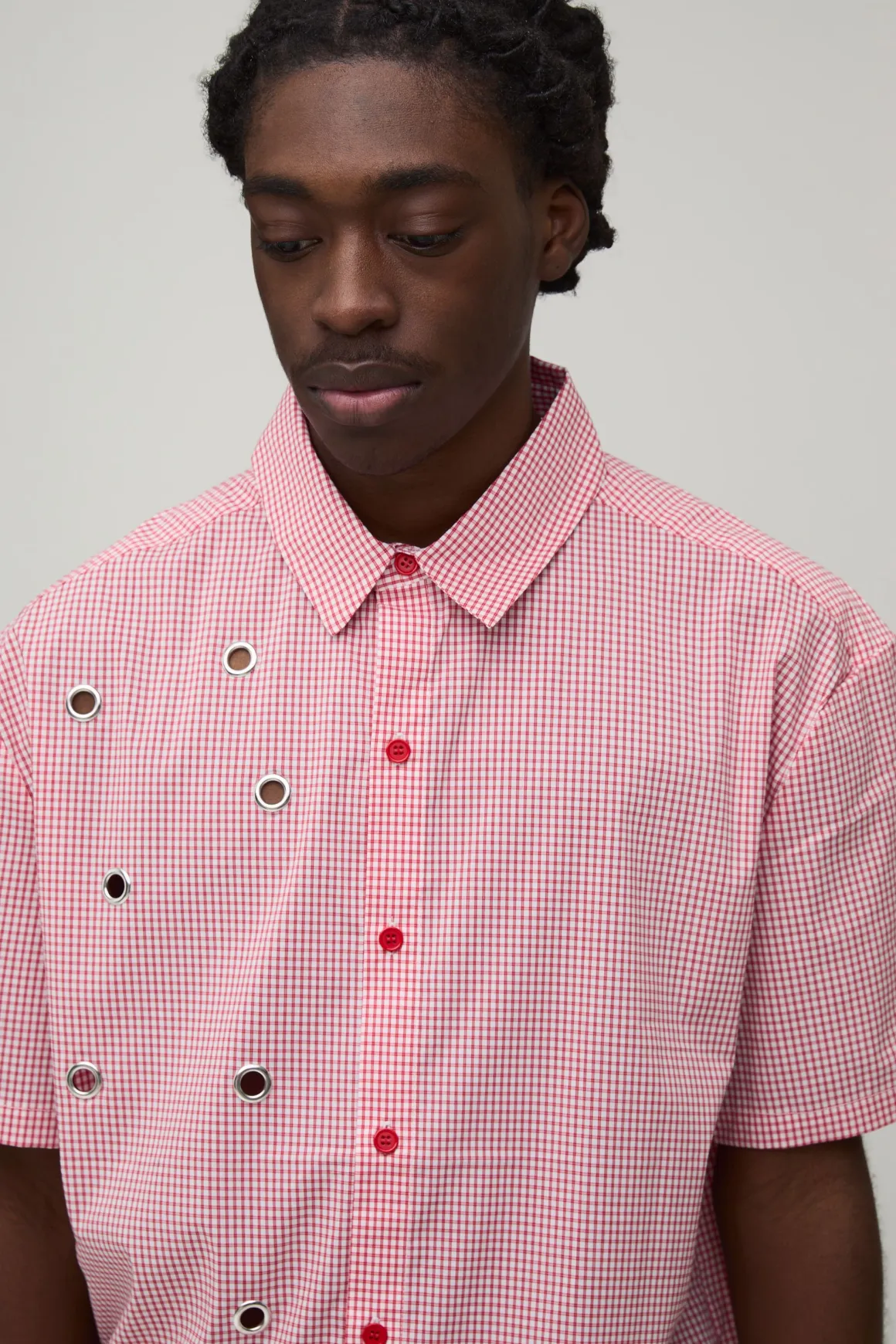Chemise Oversize Ample À Carreaux Micro Avec Détails Œillets