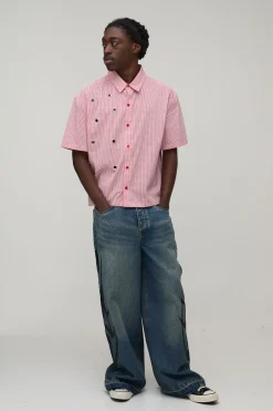 Chemise Oversize Ample À Carreaux Micro Avec Détails Œillets